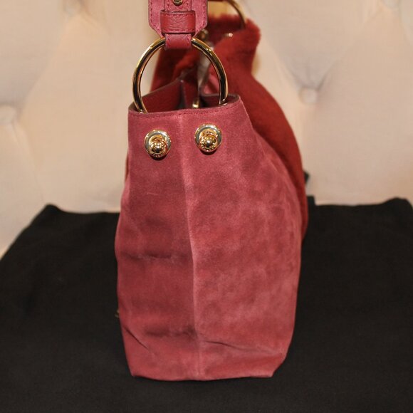 Strathberry Lana Oxblood Suede and Shearling Hobo with Dust bag & Box - Picture 9 of 15